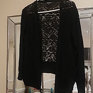 Impress Black Lace Back Detail Cardigan Sweater